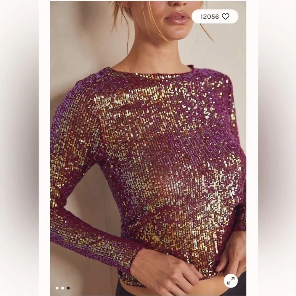 Free People Gold Rush Long Sleeve in Wine Combo Size XS NWOT